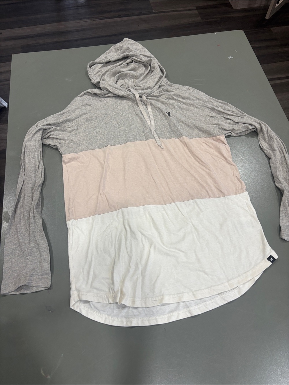 Women’s Colorblock Hooded Sweater - Gray, Pink, White